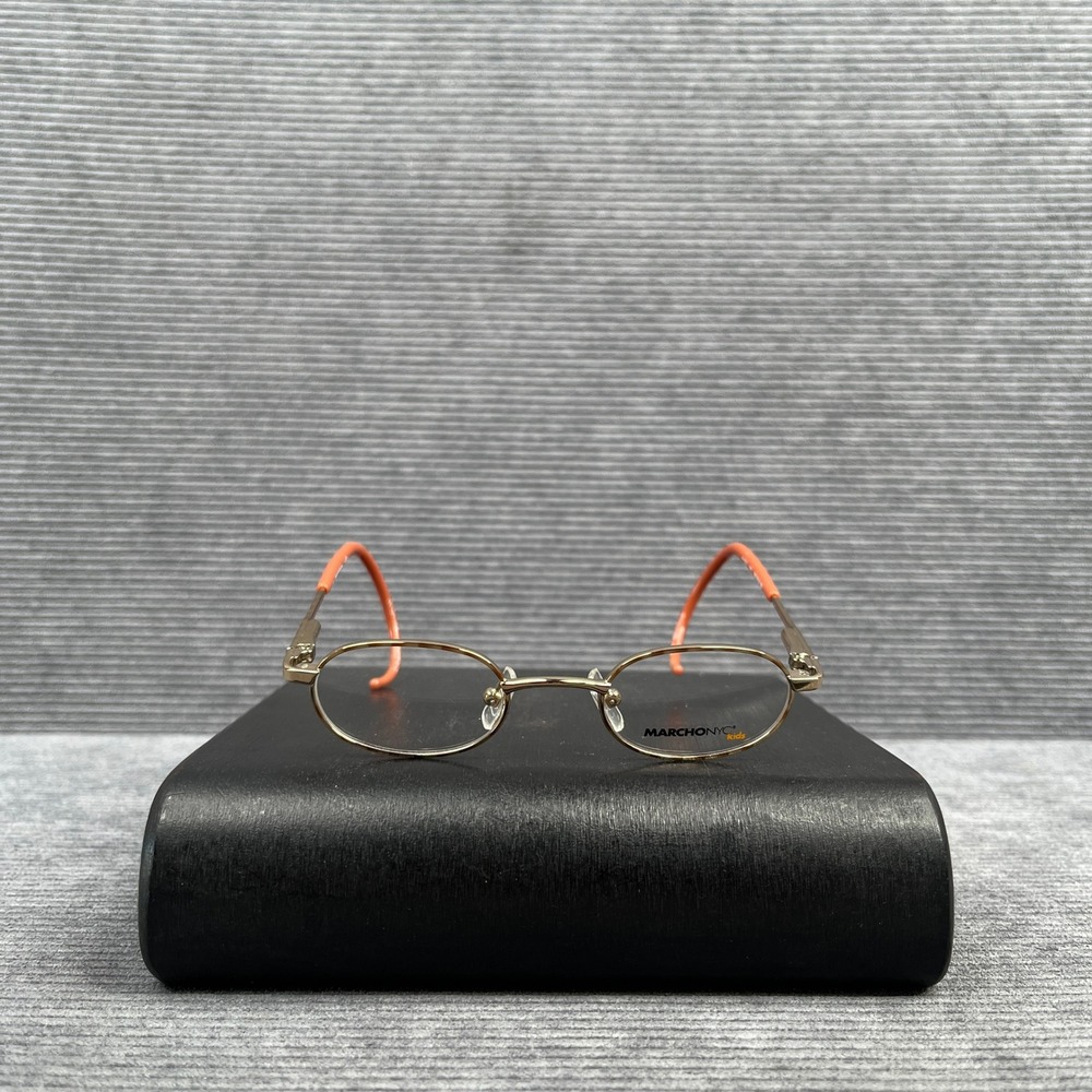 Marchon NYC Kids Avery 120 Gold Orange Oval Y2k Eyeglasses Frames 38-18-135